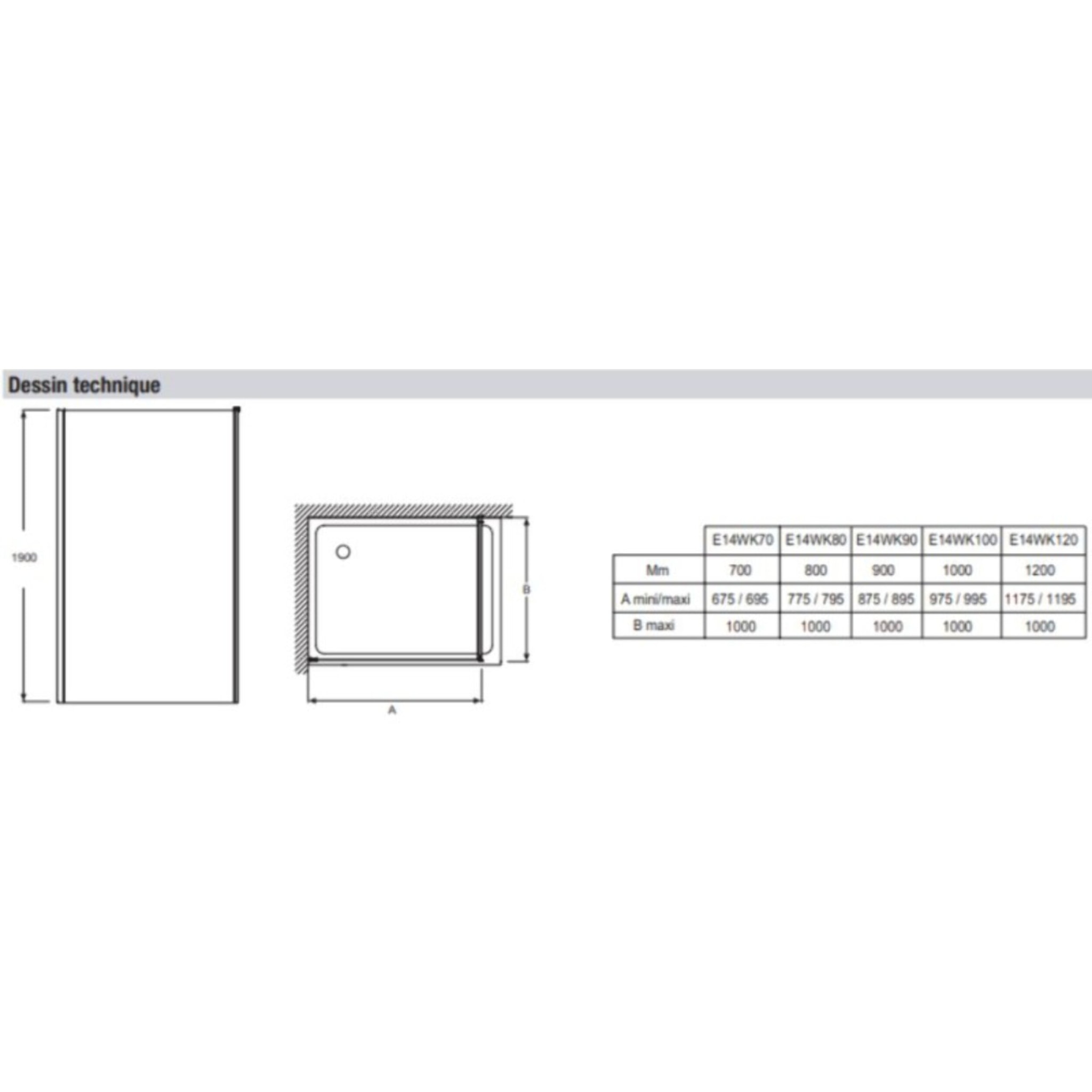 Paroi de douche 90 cm Serenity douche à l'Italienne