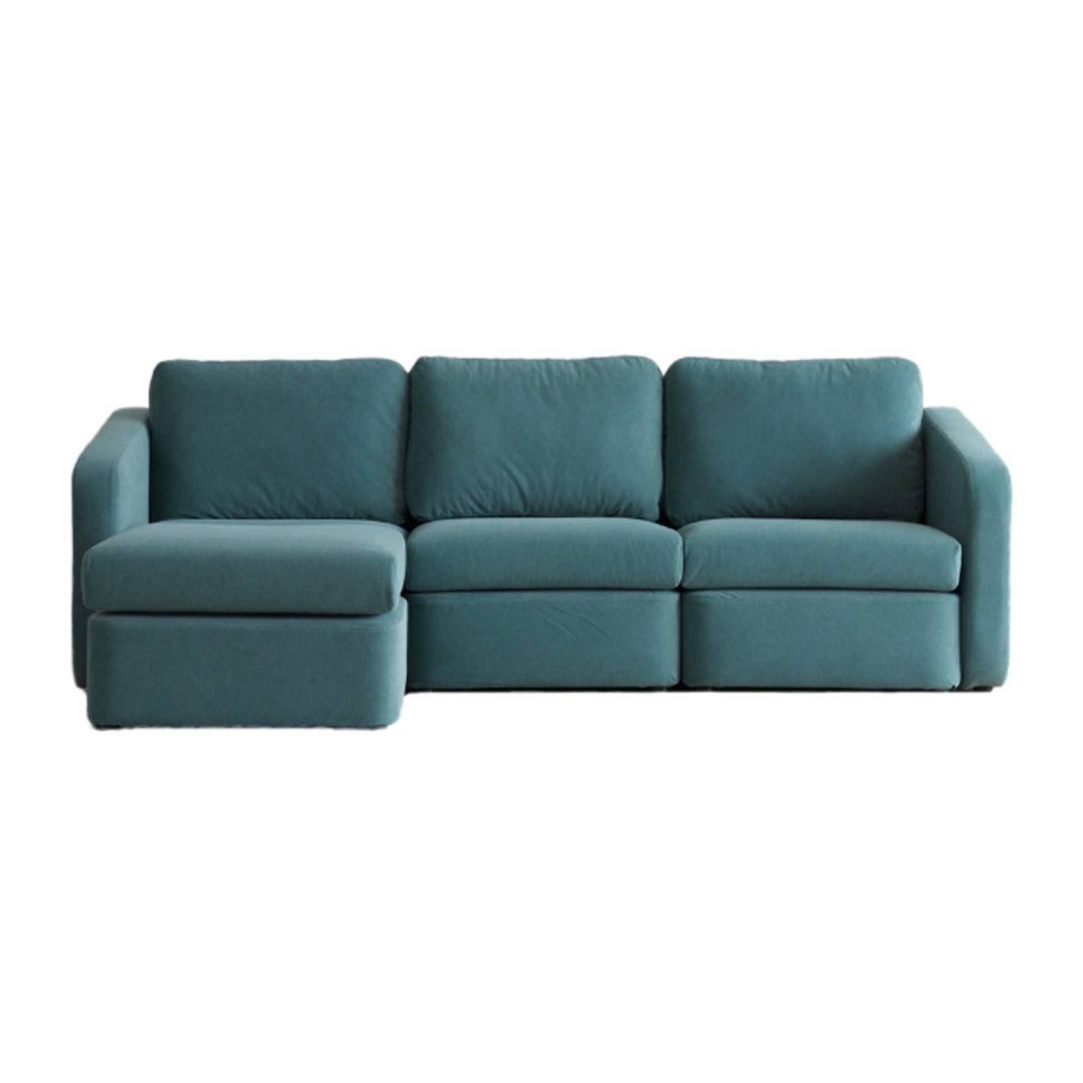 GALEGO Canapé modulable 3 places bleu avec pouf
