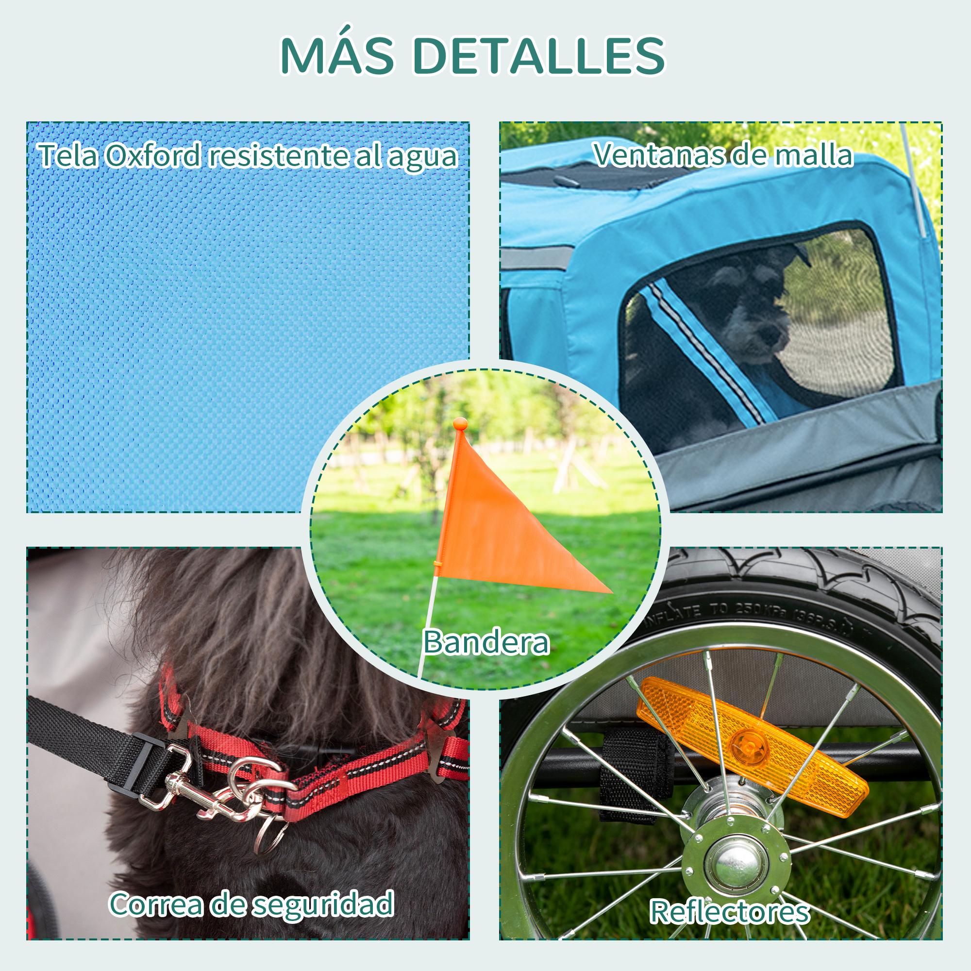 Remolque de Bicicleta para Perros 2 en 1 con Mango Extraíble 129x55,5x92 cm Azul