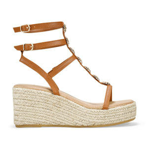 Sandalias de dedo cuero con suela de esparto