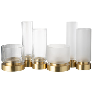 J-Line photophore/vase Pia - verre/cuivre - transparent/or - large - 2 pièces