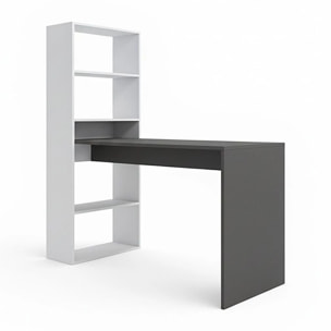 Mesa de escritorio con estantería Cosmic en blanco artik gris antracita 120 x 144 cm Blanco Artik (Blanco Mate) - Gris Antracita
