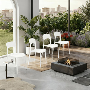Set 4 Sedie Da Giardino In Polipropilene Impilabili Leggere E Resistenti Ideali Per Esterni Terrazze Giardini Bar Dehors Ristoranti Bianco
