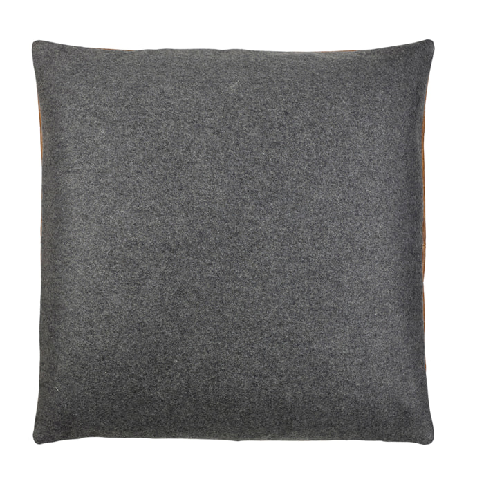 Coussin 60x60 Lodge leather Noir/Tobacco