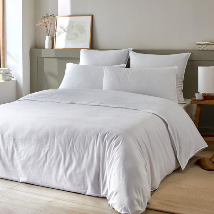 Parure housse de couette unie 100% coton - bamora - flocon