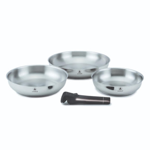 Set de 3 poêles inox amovible  - "Réactif"