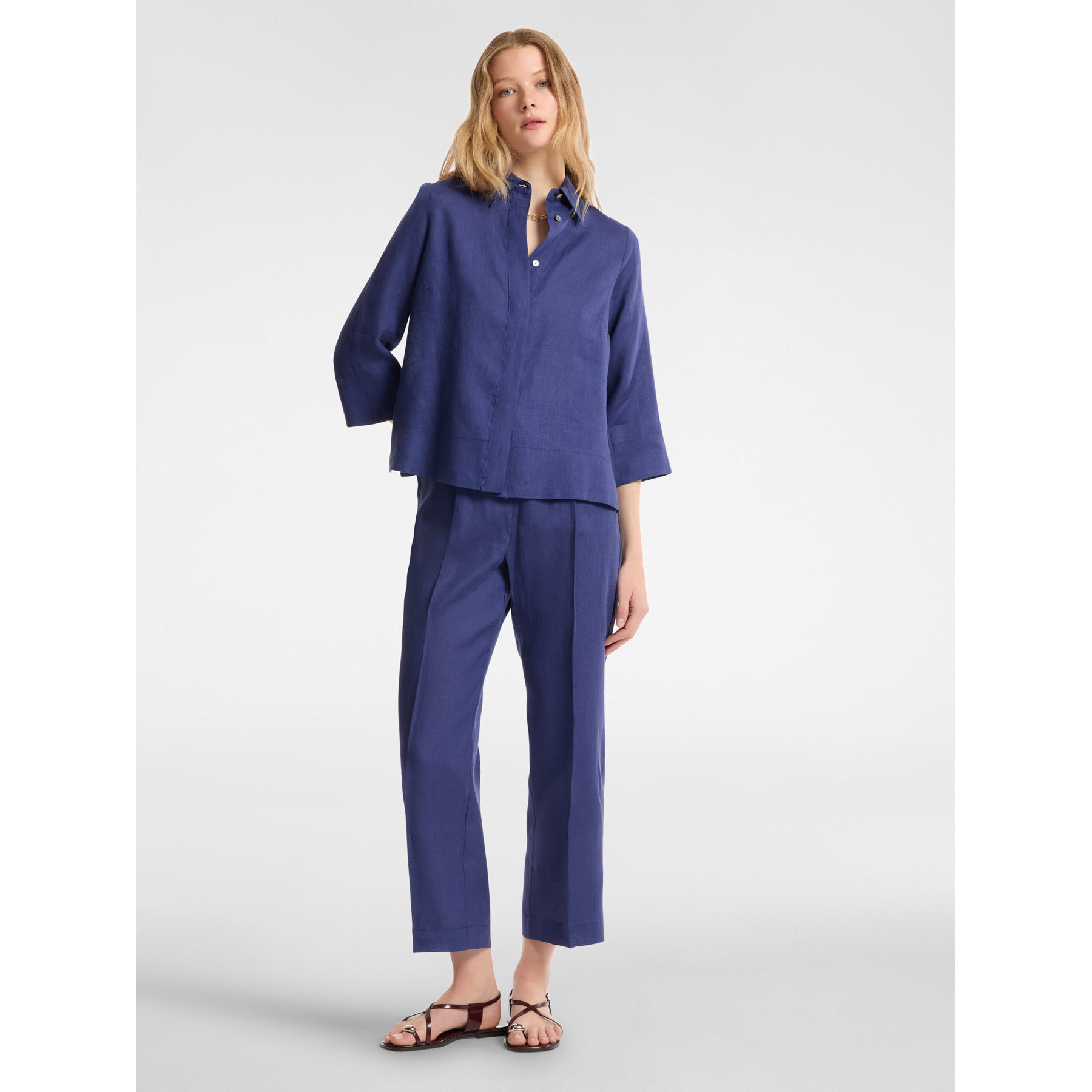 Elena Mirò - pantalones de lino - Azul