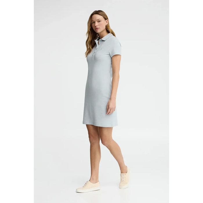 Vestido corto azul claro de manga corta con cuello polo y logo Rigby Go