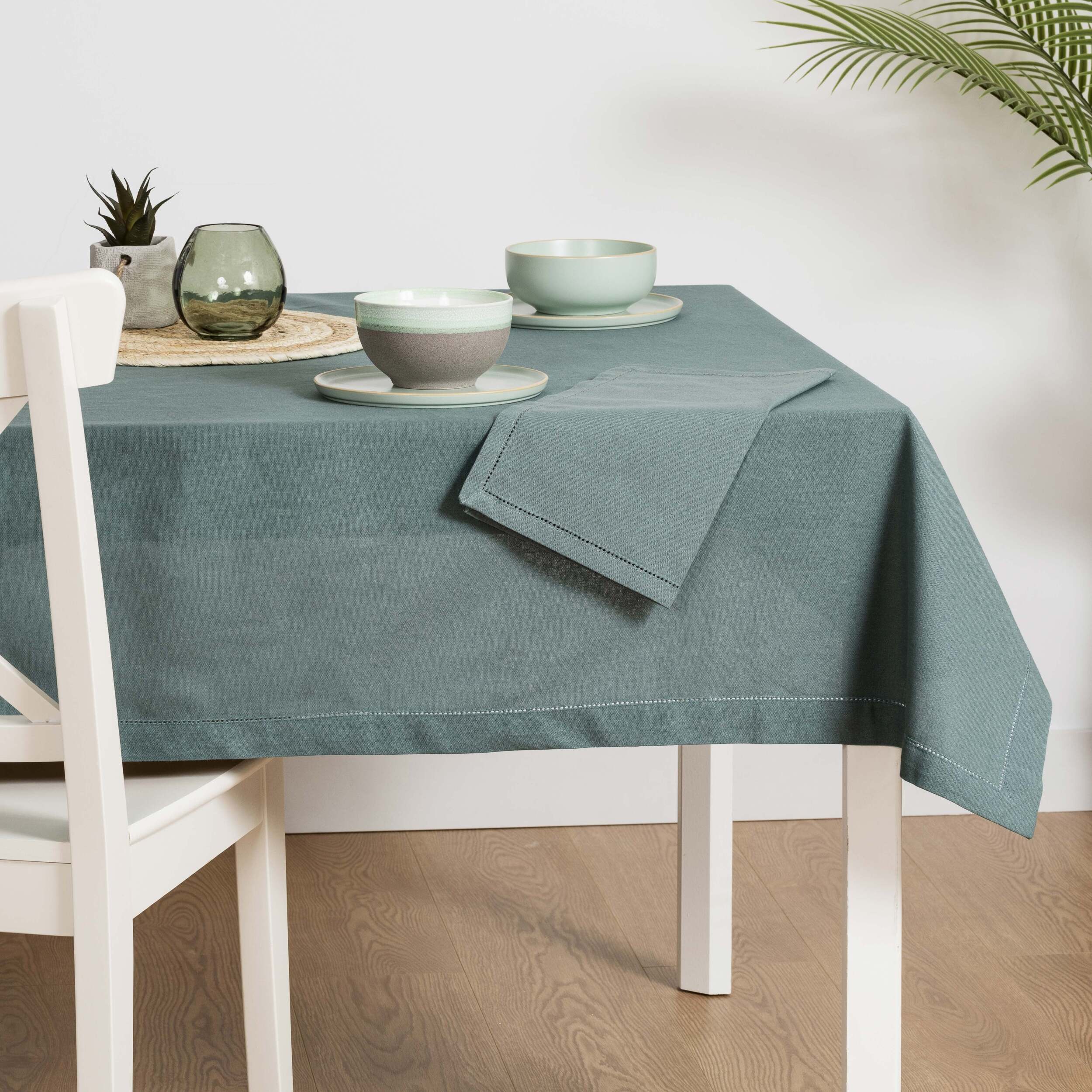 Mantel algodón orgánico verde menta