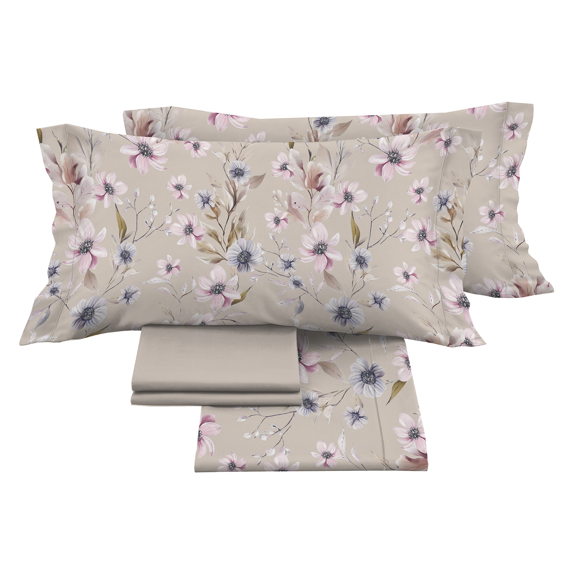 Completo letto matrimoniale in raso stampato Artemisia