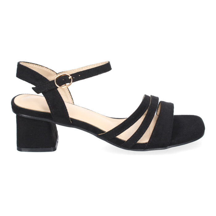 Sandalia de Tacon para Mujer, Comoda, Triple Pala Fina, Estampado Brillante
