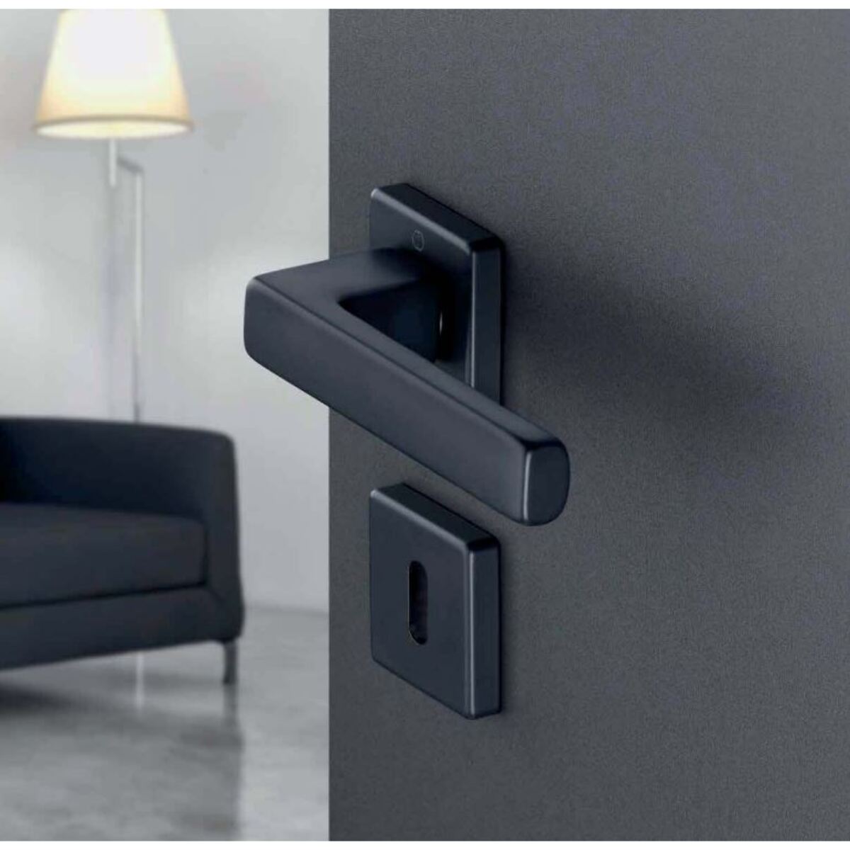 Paire de béquilles sur rosace Toulon - HOPPE - 1737/843K/843KS Noir mat - Clé L - 11637614