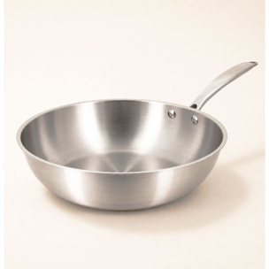 Wok en acier inoxydable 28cm - fait en France - tous feux TRIPLY
