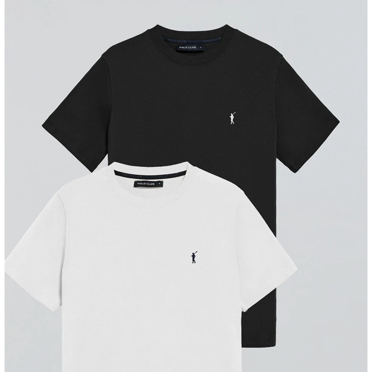 Pack de dos camisetas negra y blanca con cuello redondo y logo bordado Rigby Go