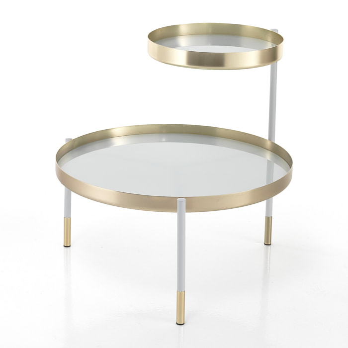 Table basse Tomasucci LINCOLN, en verre, blanc, 60 × 60 × 60 cm