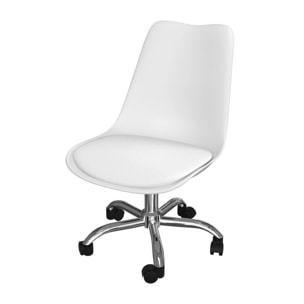 Chaise de bureau blanche sur roulettes - Skandi