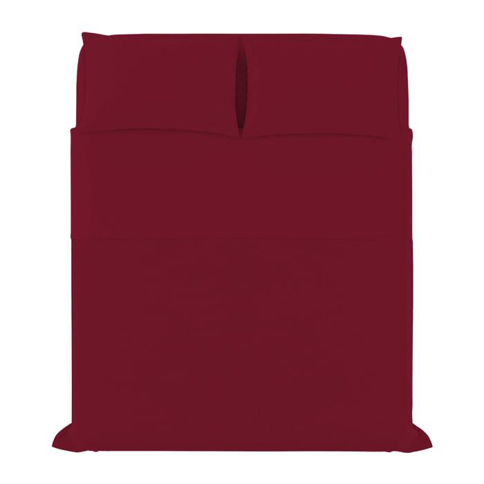 COMPLETO LETTO MAX COLOR, 100% Cotone, Made in Italy - BORDEAUX