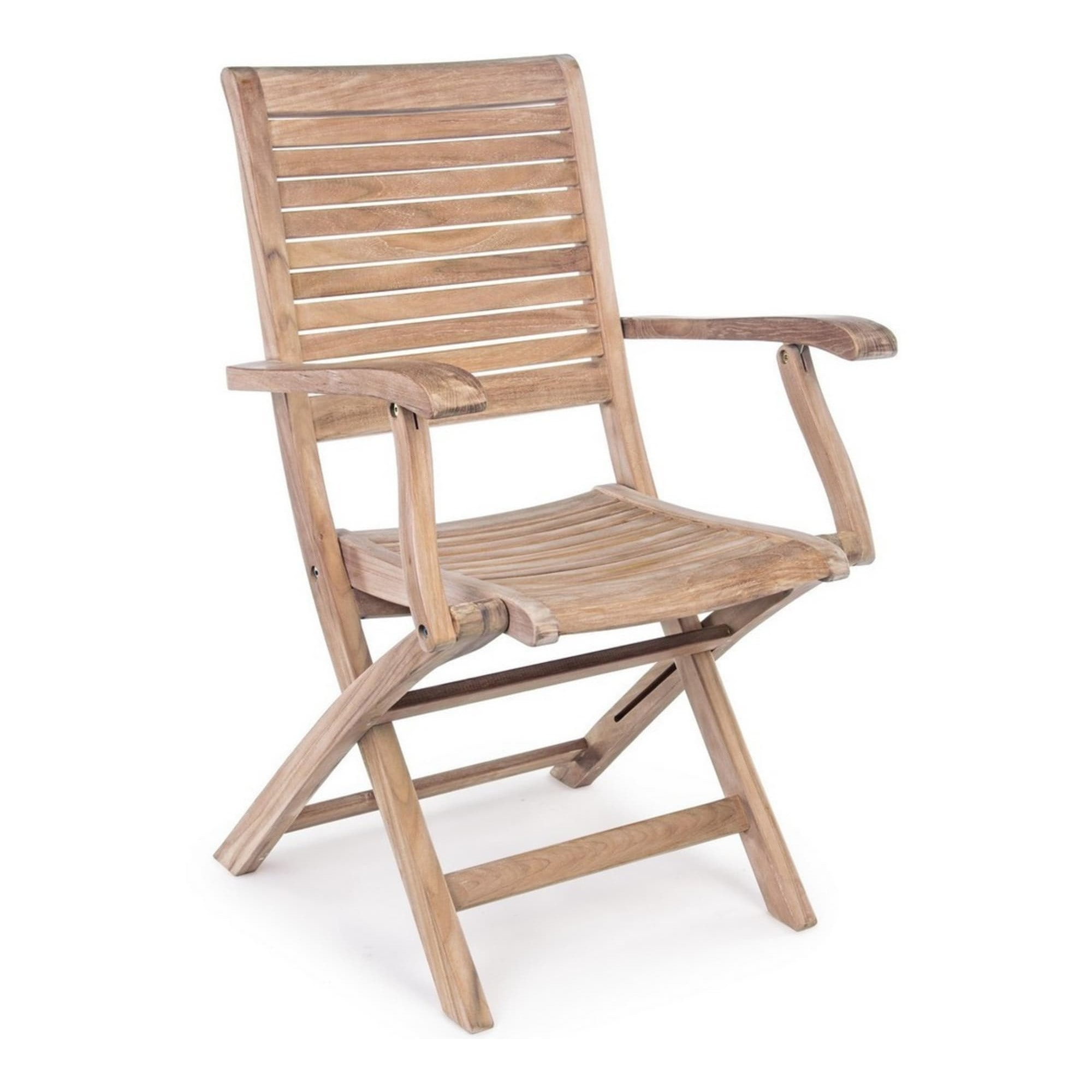 Set di 2 sedie con braccioli GALILEA in legno teak, pieghevoli