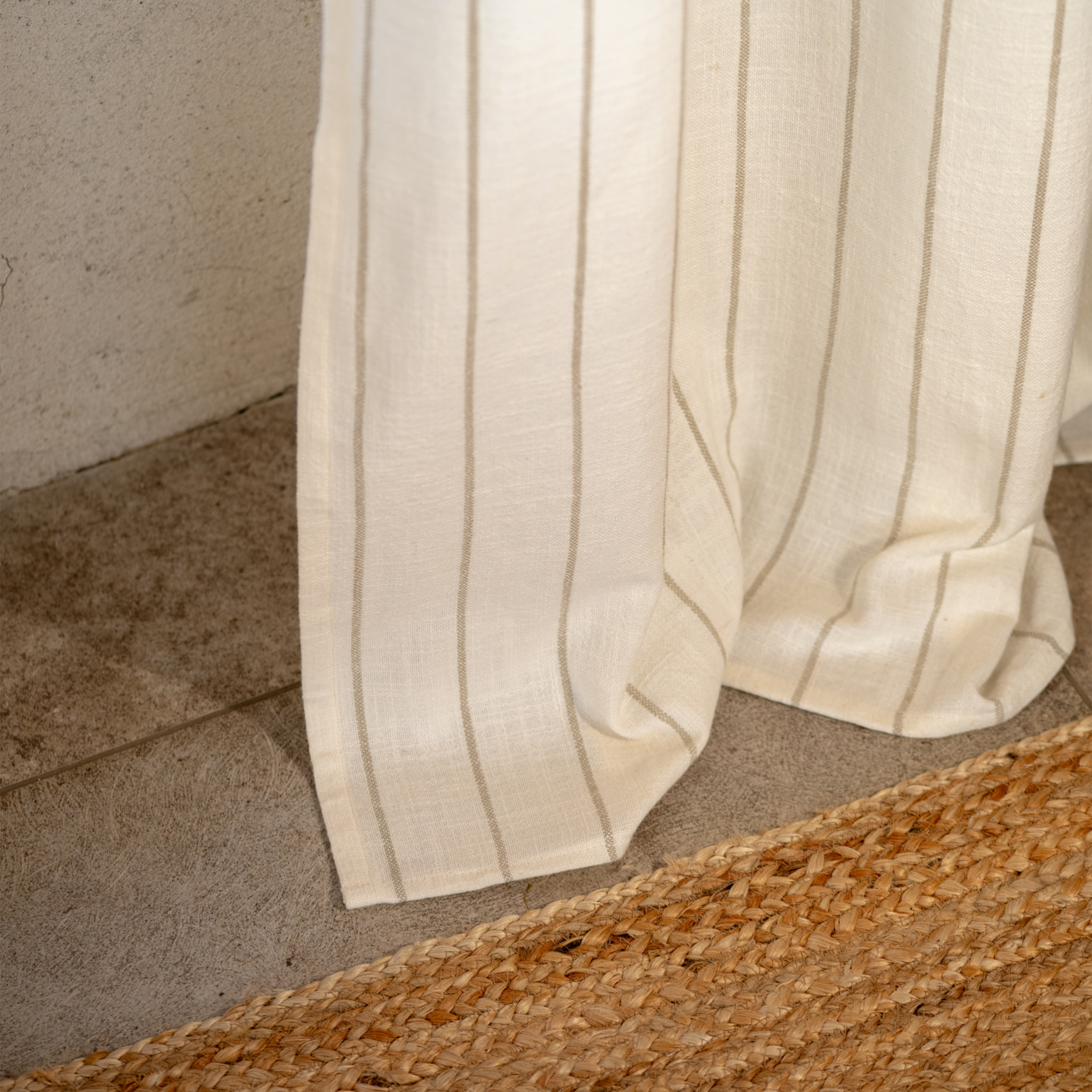 Rideau 100% coton à rayures beige LOURMARIN - Beige