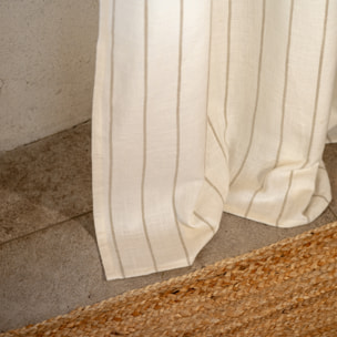 Rideau 100% coton à rayures beige LOURMARIN - Beige