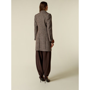 Oltre - Cappotto check misto lana fantasia - Marrone