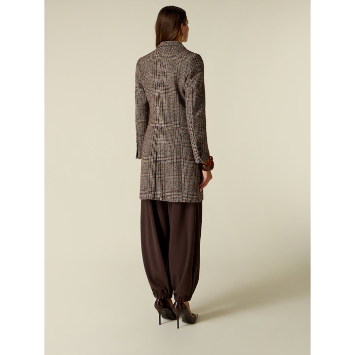 Oltre - Cappotto check misto lana fantasia - Marrone