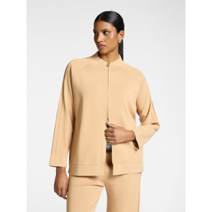 Elena Mirò - Cárdigan de mezcla de viscosa con cremallera - Beige