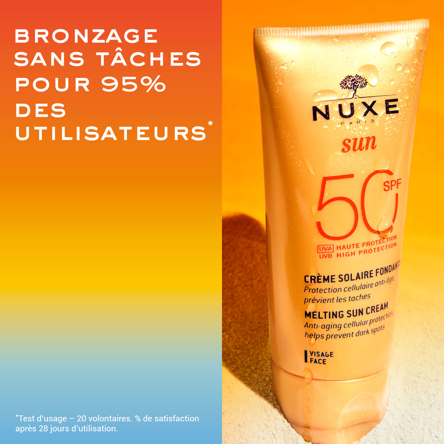 Nuxe Sun  - Crème solaire visage fondante Haute Protection SPF50 - Tous types de peaux - 50ml