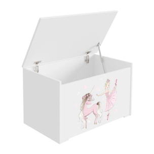 Cesta porta giochi Daria in legno bianca con Unicorno