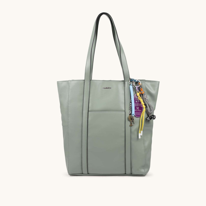 Bolso Shopper Verde Agua con Bolsillo Frontal y Charms CHARMS SHOPPER AQUA
