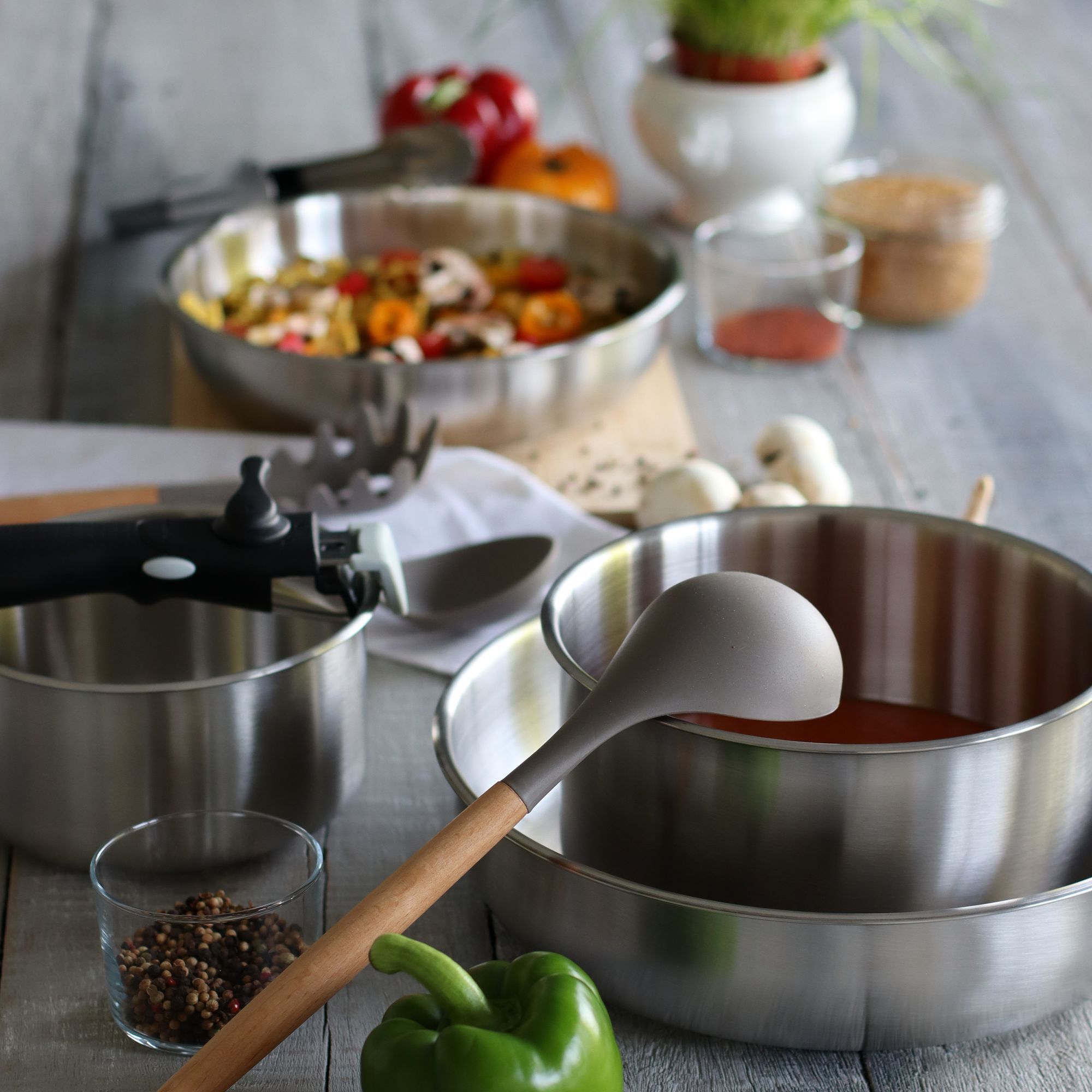 Lot de 3 casseroles amovibles acier inoxydable - tous feux IRIS