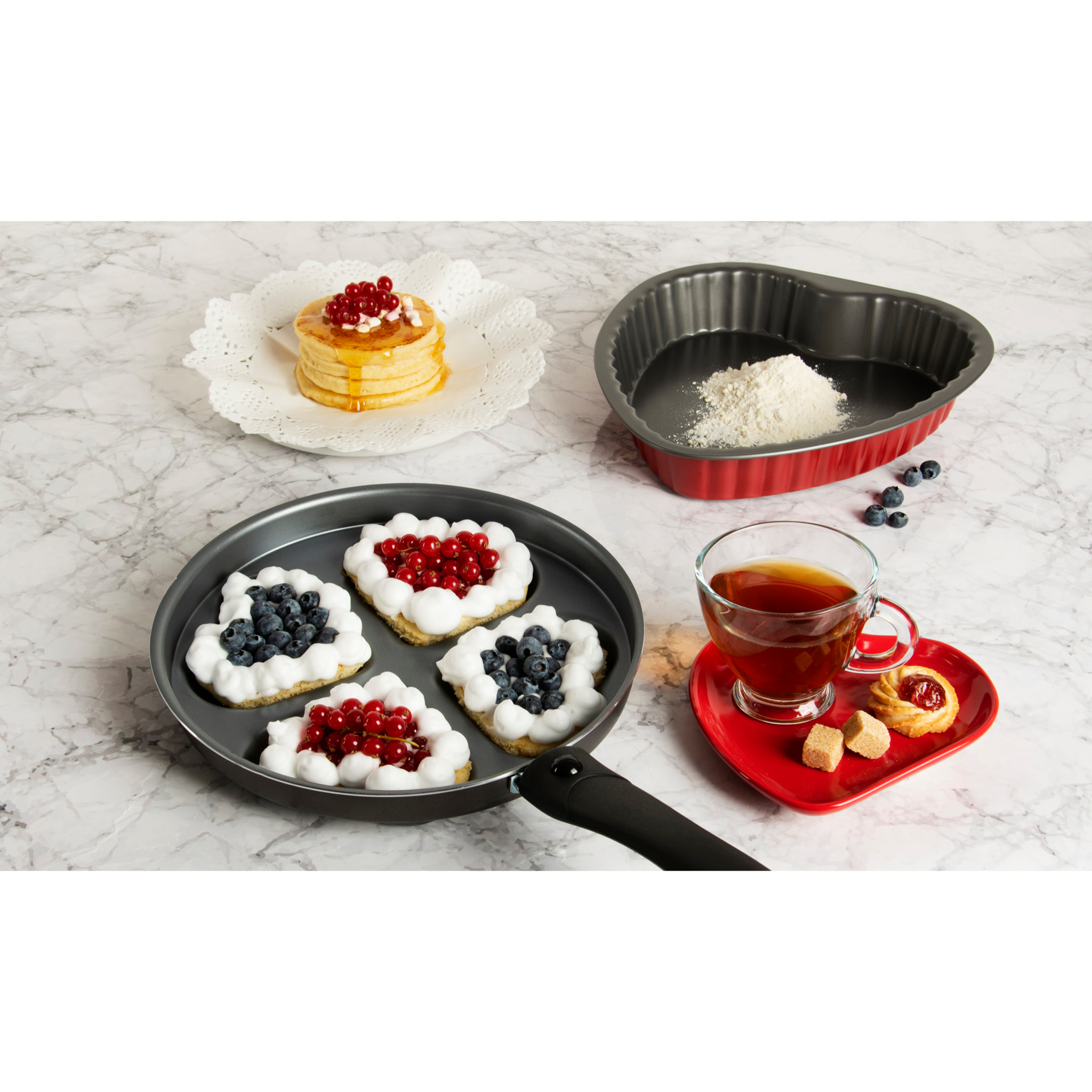 Padella 25,5 cm 4 scomparti a cuore Excelsa – Heart, Alluminio Nero