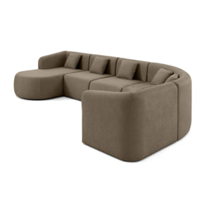 Ikare - canapé modulable d'angle gauche - 6 places - en tissu - Taupe