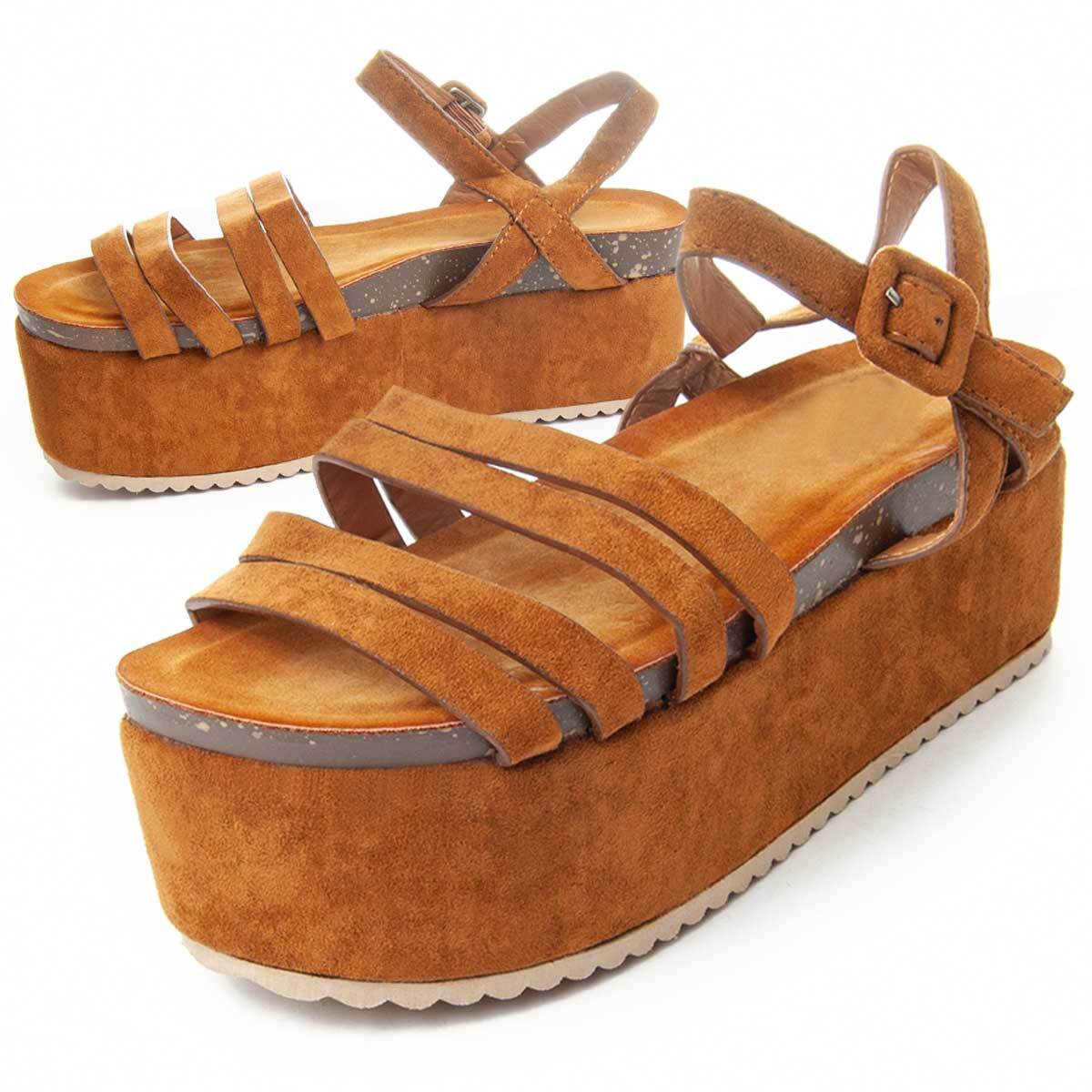 Sandalia de plataforma - Marron - Altura: 10 cm