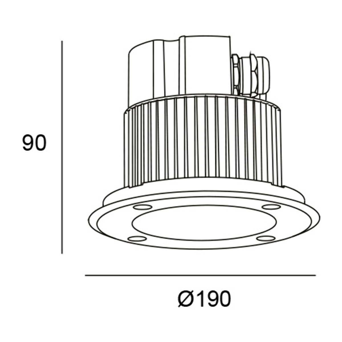 LEDS C4 Downlight IP66 Gea Power Led LED 22 Blanco cálido - 3000K ON-OFF Acero inoxidable AISI 316 1820lm