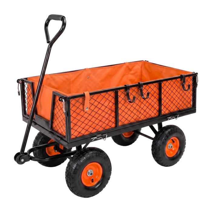 Carrello rimorchio a spinta in ferro con telone interno capacita' max 350kg