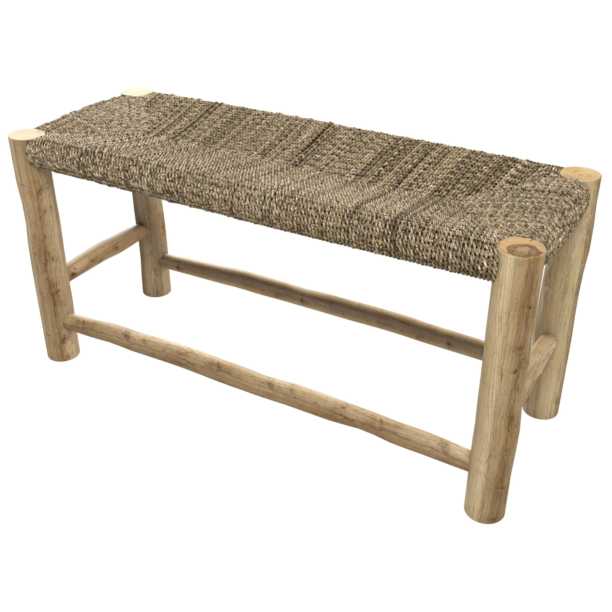 Banc 2 places 90 cm en jonc de mer et branche de teck - Jovan