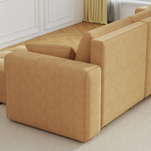 WORTHING Canapé d'angle convertible 4 places avec coffre en velours jaune