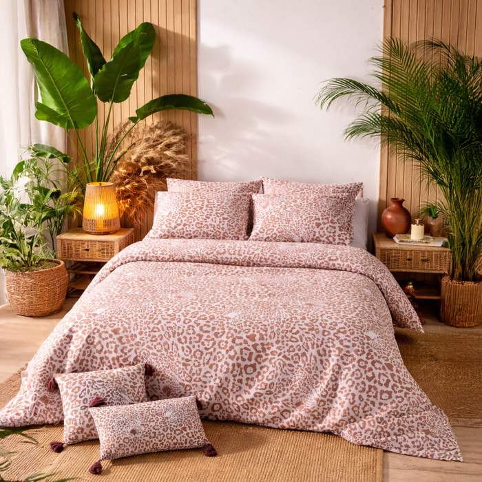 Parure de couette 3pcs 100% coton motif jaguar - beige sable