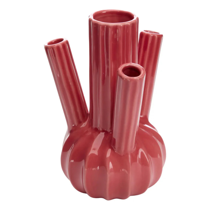 Vase Fleur de rose H20cm rose foncé