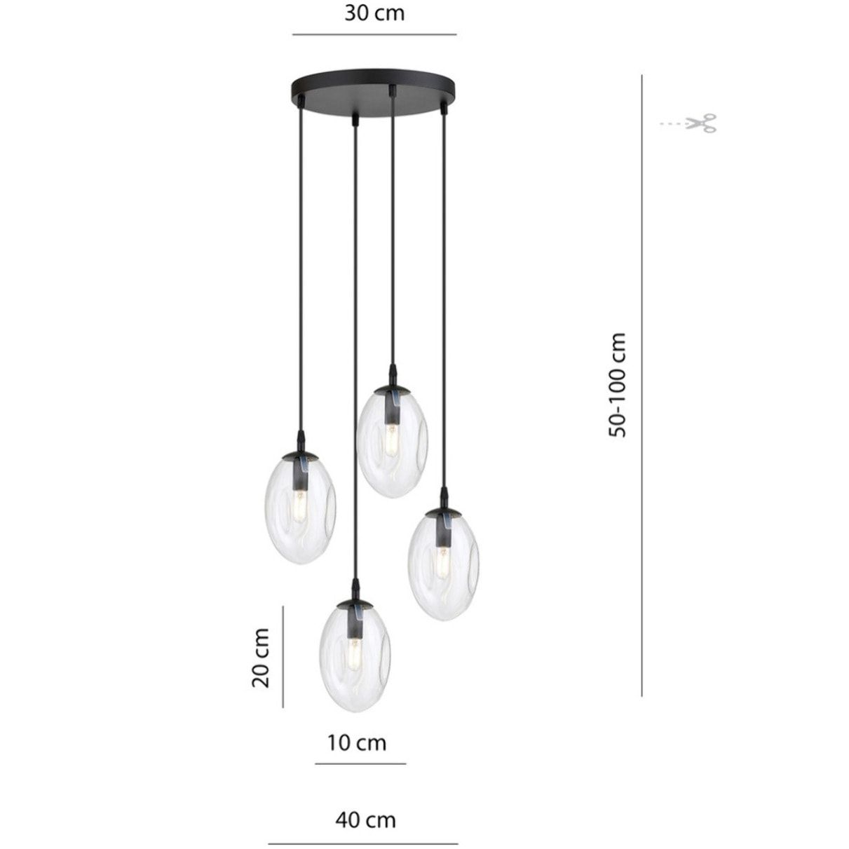 Lampada a sospensione Astral in acciaio nero e vetro