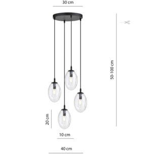 Lampada a sospensione Astral in acciaio nero e vetro