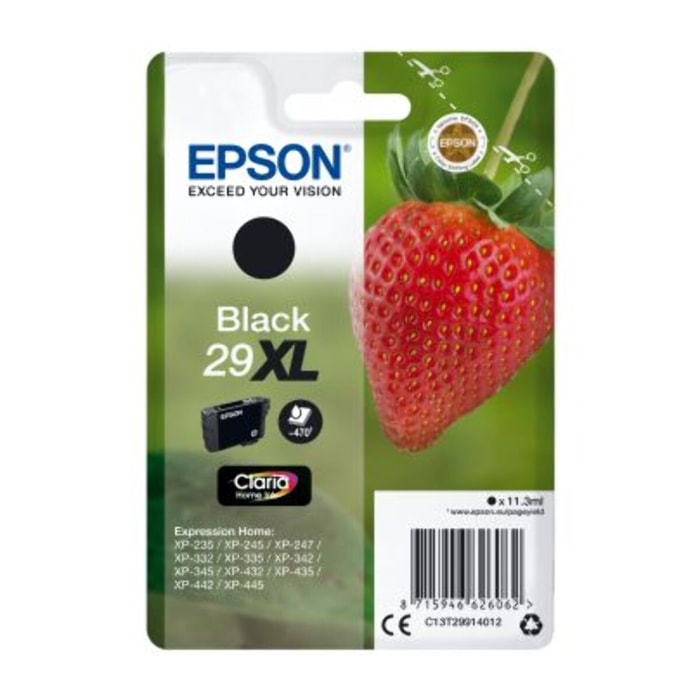 Cartouche d'encre EPSON Originale T2991 XL Haute Capacité Noire Série Fraise - C13T29914010