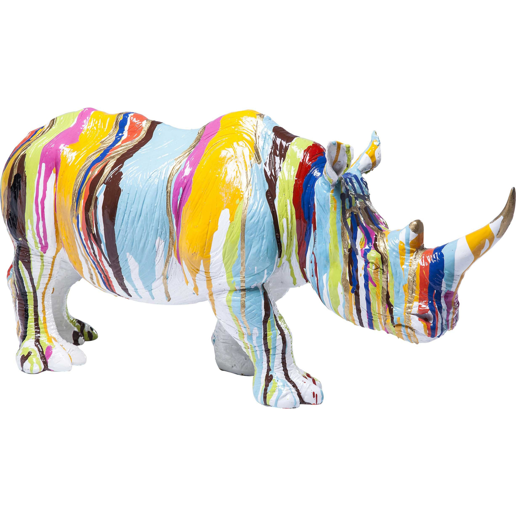 Déco rhino blanc coulées de peinture Kare Design