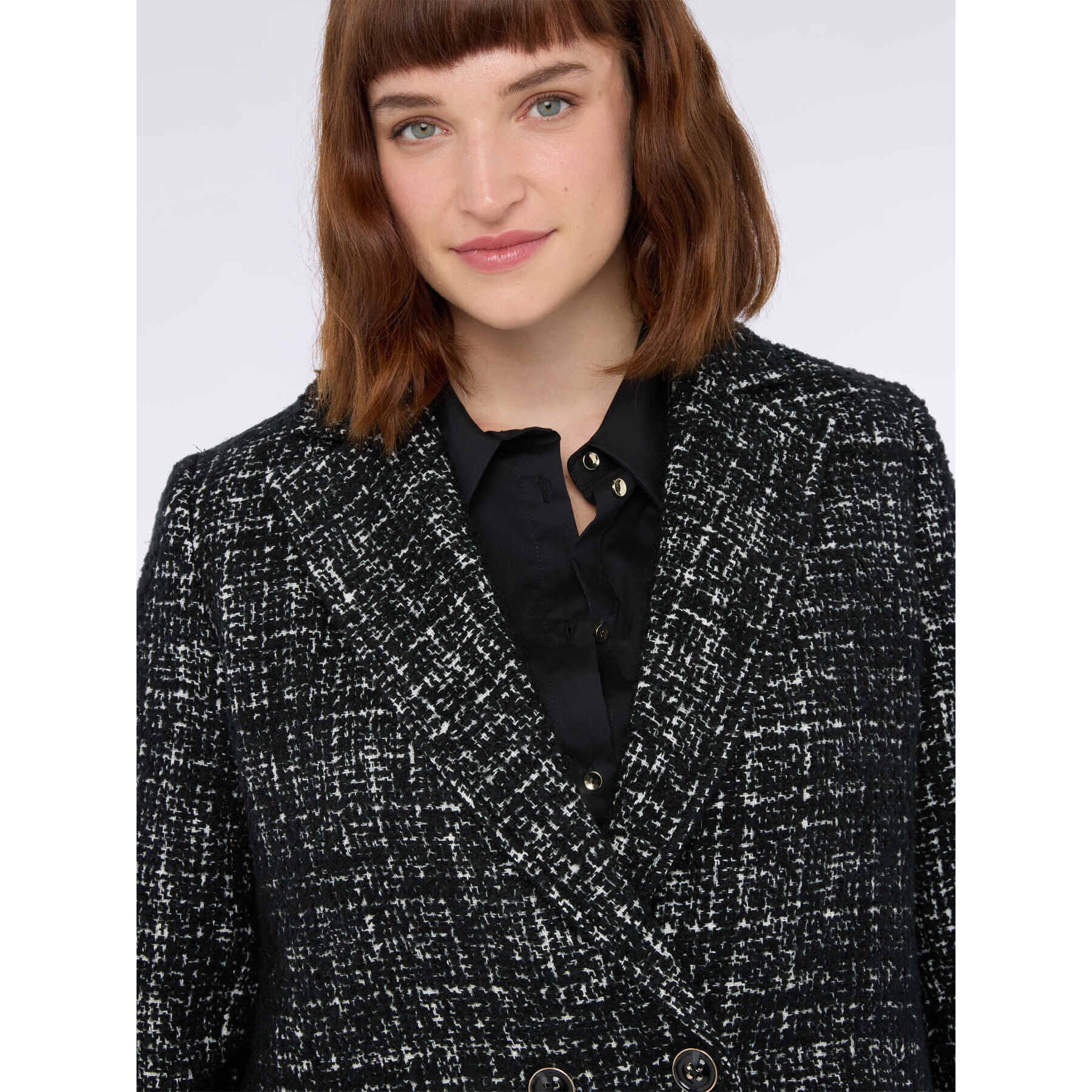 Fiorella Rubino - Cappotto tessuto bouclé in misto lana - Nero