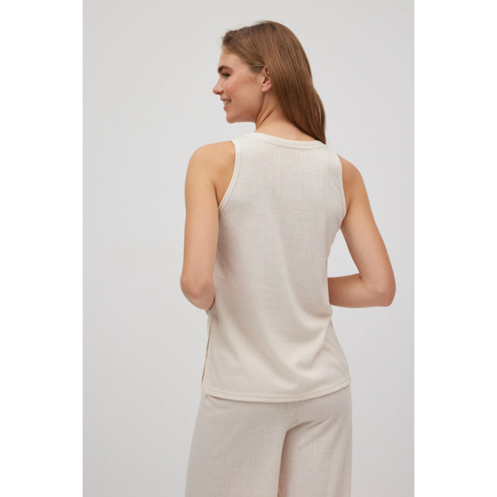 Maglia a costine con spalline larghe