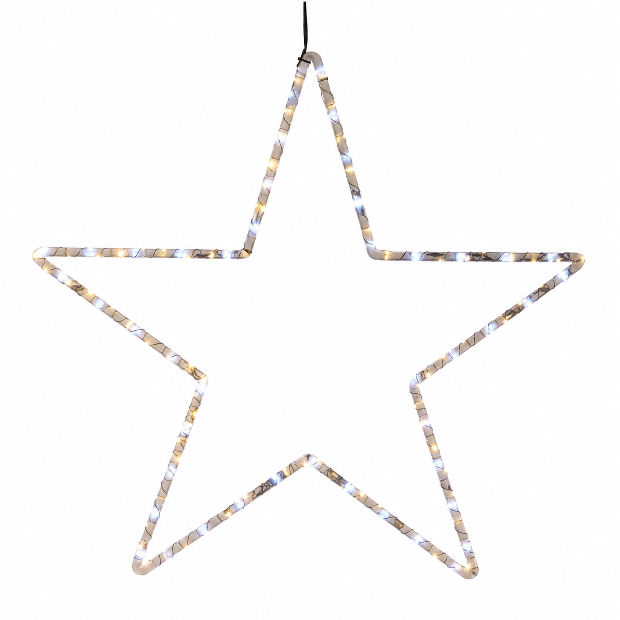 Estrella led blanco cálido con efecto cascada con 130 microled, 17 funciones con memoria, temporizador 60x58 cm