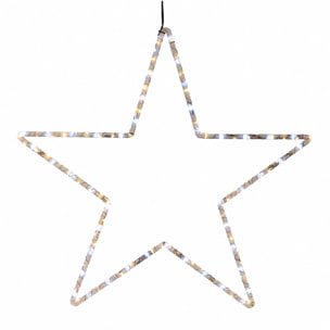 Estrella led blanco cálido con efecto cascada con 130 microled, 17 funciones con memoria, temporizador 60x58 cm