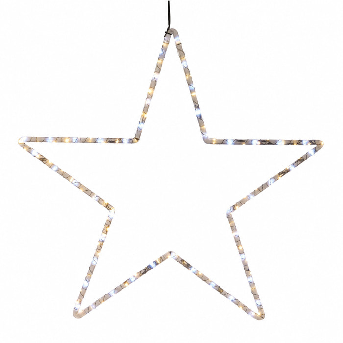 Estrella led blanco cálido con efecto cascada con 130 microled, 17 funciones con memoria, temporizador 60x58 cm