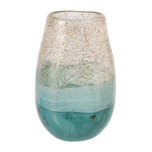 J-Line vase - verre - turquoise/doré - large